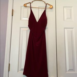 Wine Backless Slinky Dress